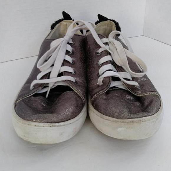 Revo Metallic Sparkly Faux Fur Active Sneakers 9/10 L Silver Black - Picture 15 of 16